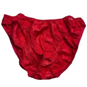 Vintage 90’s Victoria’s Secret Red Satin Like Lace Deadstock Panty Large